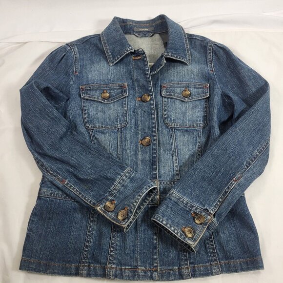 Liz Claiborne Jean Jacket Blue Collared  Denim Women's Medium Button - Picture 15 of 16